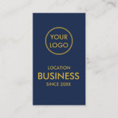 Navy (Navy) Minimalistisches Gold-Business-Logo Visitenkarte (Vorderseite)