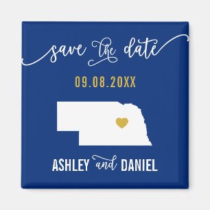 Navy Nebraska Hochzeit Speichern Sie die Datumskar Magnet