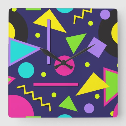 Navy Neon Abstract Quadratische Wanduhr (Vorderseite)