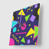 Navy Neon Abstract Quadratische Wanduhr (Winkel)