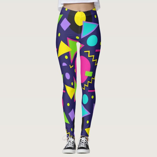 Navy Neon Abstrakt Leggings (Vorderseite)