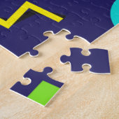 Navy Neon Abstrakt Puzzle (Seite)