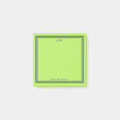 Navy & Neon Green Monogrammed Post-it Notes Klebezettel (Vorderseite)