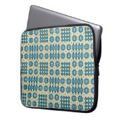 Navy Neopren Laptop Sleeve Welsh Tapestmuster (Vorderseite Links)