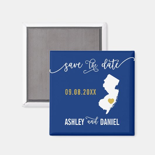 Navy New Jersey Wedding Speichern Sie die Datumska Magnet (Vorderseite/Rückseite)