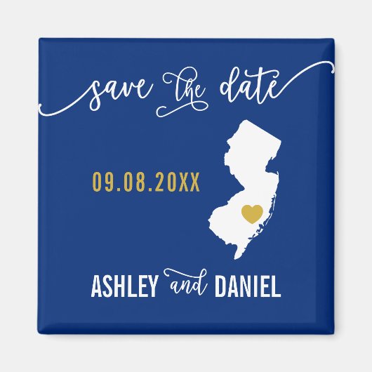 Navy New Jersey Wedding Speichern Sie die Datumska Magnet (Vorne)