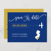 Navy New Jersey Wedding Speichern Sie die Datumska Postkarte (Vorne/Hinten)