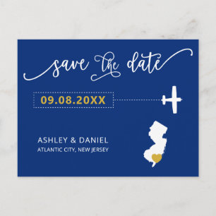 Navy New Jersey Wedding Speichern Sie die Datumska Postkarte