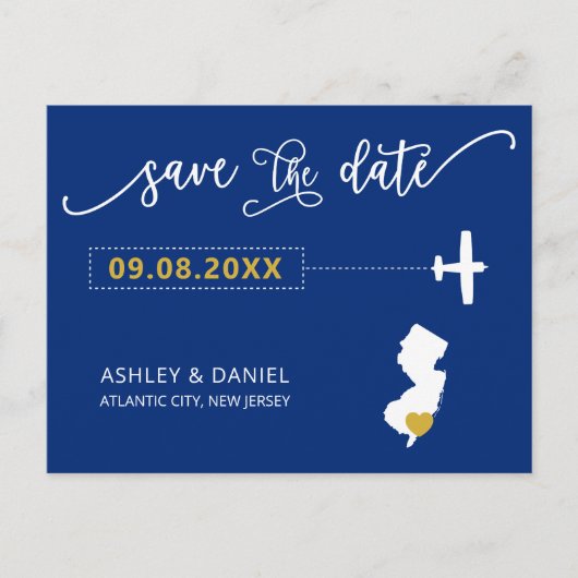 Navy New Jersey Wedding Speichern Sie die Datumska Postkarte (Vorderseite)
