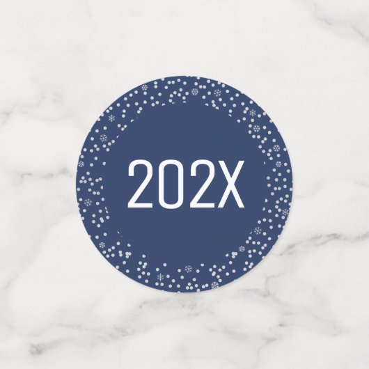 Navy New Year Cheer Silver Glitzer Script Confetti Konfetti (Klein Vorderseite)