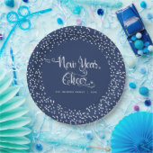 Navy New Year Cheer White Snowflake Script Elegant Pappteller (Party)