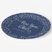 Navy New Year Cheer White Snowflake Script Elegant Pappteller (Schrägansicht)