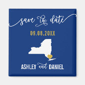 Navy New York Hochzeit Speichern Sie die Datumskar Magnet (Vorne)