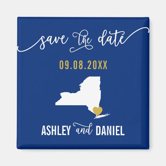 Navy New York Hochzeit Speichern Sie die Datumskar Magnet (Vorne)