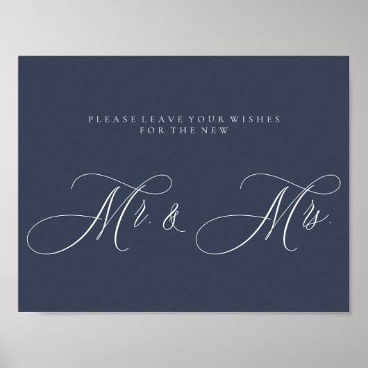 Navy Newly Weds Script Simple Mr. und Mrs. Poster (Vorne)
