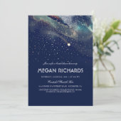 Navy Night Gold Shooting Star Brautparty Einladung (Stehend Vorderseite)