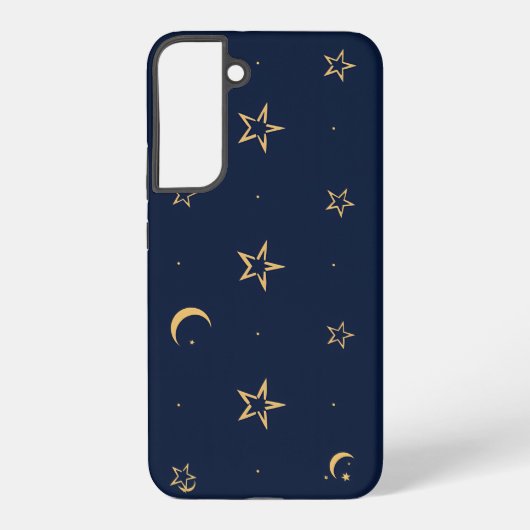 Navy Night Sky with Stars and Moon Pattern Samsung Galaxy Hülle (Rückseite)
