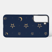 Navy Night Sky with Stars and Moon Pattern Samsung Galaxy Hülle (Rückseite (Horizontal))