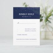 Navy Night Stars Elegante Wedding RSVP Card (Stehend Vorderseite)
