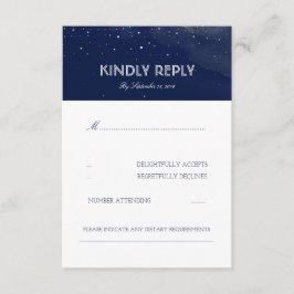 Navy Night Stars Elegante Wedding RSVP Card Karte