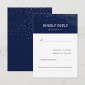 Navy Night Stars Elegante Wedding RSVP Card Karte (Vorne/Hinten)