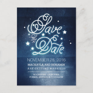 Navy Night Stars Rustikal Save the Date Ankündigungspostkarte