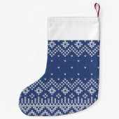 Navy Nordic Sweater Muster Personalisiert Kleiner Weihnachtsstrumpf (Rückseite)