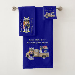 Navy Nutcracker mit wenig militärischem LKW Badhandtuch Set