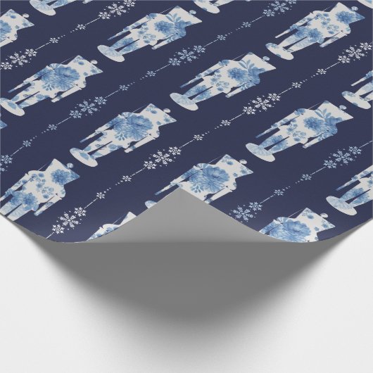 Navy Nutcracker Wrapping Paper Geschenkpapier (Ecke)