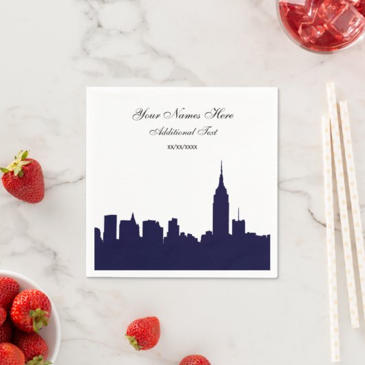 Navy NYC Skyline Silhouette, ESB Serviette (Beispiel)