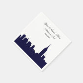 Navy NYC Skyline Silhouette, ESB Serviette (Ecke)
