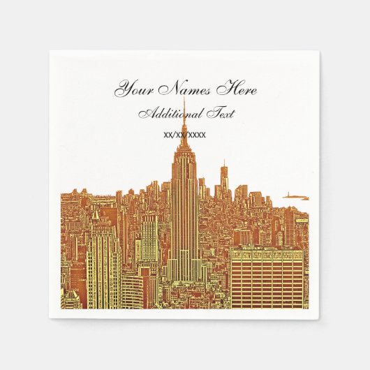 Navy NYC Skyline Silhouette, ESB Serviette (Vorderseite)