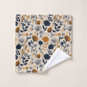 Navy & Ochre Botanical Towel Badhandtuch Set (Waschlappen)