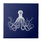 Navy Octopus Dark Blue Kraken Fliese (Vorderseite)