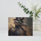 Navy Officer Steampunk Dragon Postkarte (Stehend Vorderseite)