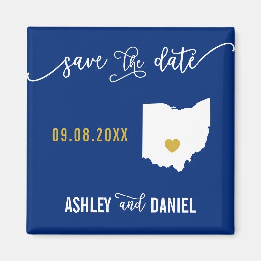Navy Ohio Hochzeit Speichern Sie die Datumskarte Magnet (Vorne)