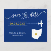Navy Ohio Hochzeit Speichern Sie die Datumskarte P Postkarte (Vorderseite)
