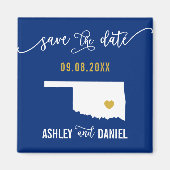 Navy Oklahoma Wedding Save the Date Map Magnet (Vorne)