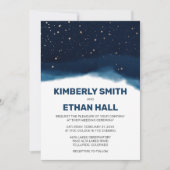 Navy Ombre Sky mit Bronze Stars Hochzeit Einladung (Vorderseite)