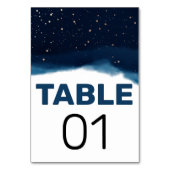 Navy Ombre Sky mit Bronze Stars Hochzeit Tischnummer (Vorderseite)