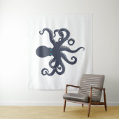 Navy-On-White-Octopus-Illustration Wandteppich (Beispiel)