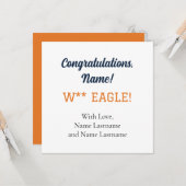 NAVY, ORANGE Auburn, Alabama Personalisierte Gesch Karte (Vorderseite/Rückseite Beispiel)