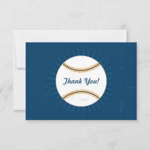 Navy Orange Baseball Geburtstag Dankeskarte