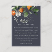 Navy Orange Blossom Botanisches Rezept Braut Begleitkarte (Vorderseite)