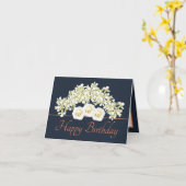 Navy Orange Bouquet Orchids Rose Happy Birthday Karte (Gelbe Blume)