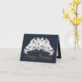 Navy Orange Bouquet White Daffodils Happy Birthday Karte (Gelbe Blume)