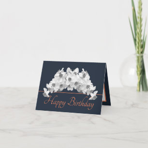 Navy Orange Bouquet White Daffodils Happy Birthday Karte