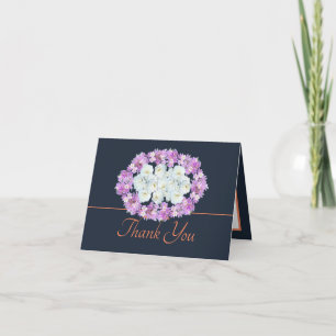 Navy Orange Chic Rose Crocuses Wreath Vielen Dank Karte