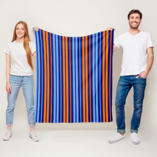 Navy Orange Cyan Vertikale Streifen Design   Fleecedecke