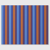 Navy Orange Cyan Vertikale Streifen Design   Geschenkpapier (Flach)